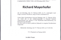 Mayerhofer Richard im 71. Lebensjahr
