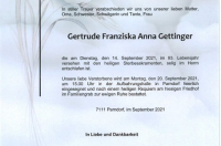 Gettinger Gertrude Franziska Anna im 93. Lebensjahr