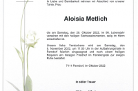 Aloisia Metlich im 98. Lebensjahr