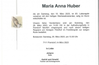 Huber Maria Anna im 83. Lebensjahr