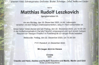Matthias Rudolf Leszkovich im 84. Lebensjahr