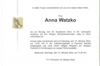 Anna Watzko im 88. Lebensjahr