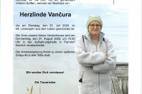Herzlinde Vancura 68. Lebensjahr