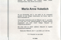 Maria Anna Vuketich im 76. Lebensjahr